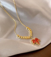 Red Maple Leaf Gold Plated Necklace-408