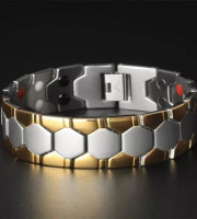 Titanium Bio Energy Bracelet Silver & Gold (WV-16)