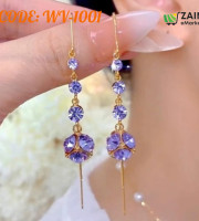 Lavender Crystal Bead Drop Earrings (WV- 1001)