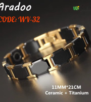 Ceramic Titanium Magnetic Bracelet Black with Gold (WV-32)