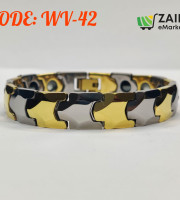 Ceramic Titanium Magnetic Bracelet Gold & Ash Zig-zag (WV-42)