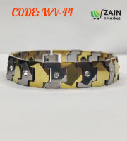 Ceramic Titanium Magnetic Bracelet Gold & Ash with Stone (WV-44)